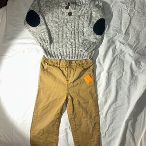 Toddler Fall Outfit 18–24M 🍂 Cable Knit Sweater + Khaki Pants